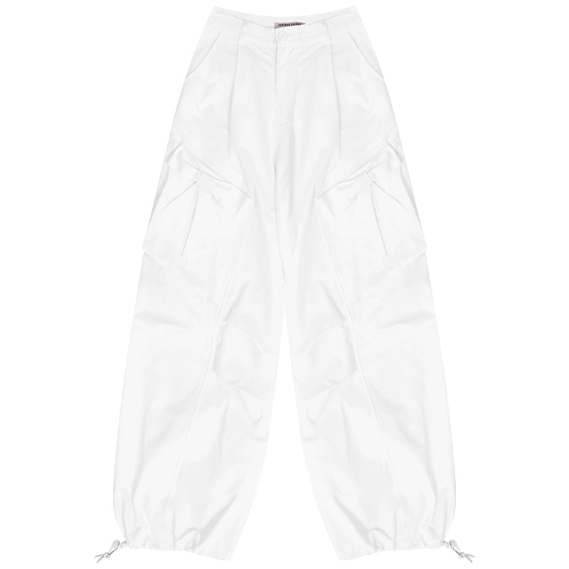 Retro White High-Waist Wide-Leg Pants