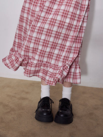 American Retro Red Plaid Skirt