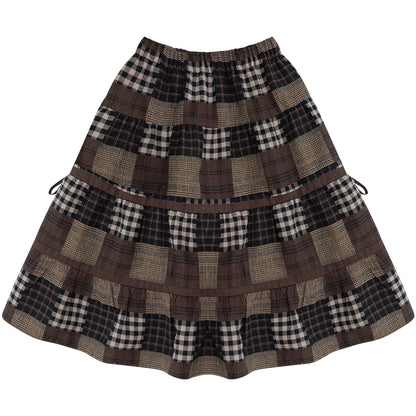 Dark Brown Plaid Skirt