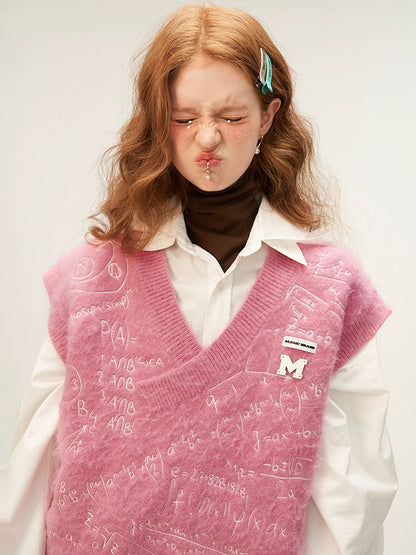 Loose preppy knit vest