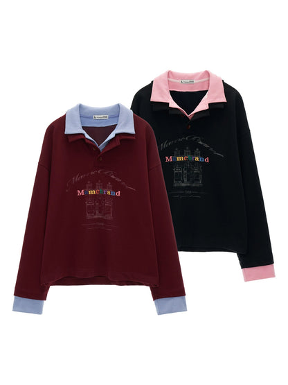 Button Lapel Polo Sweatshirt