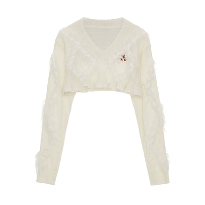 Preppy Puff Sleeve Striped Skirt Set-Up