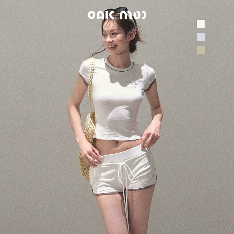 Colorblock Lace-Up Top Set-Up