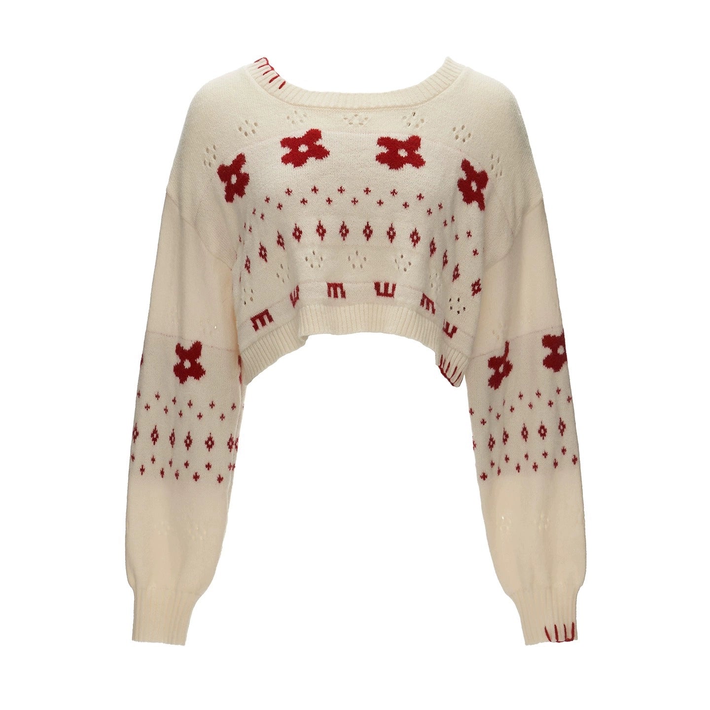 星形提花毛衣上衣套装