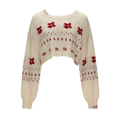 星形提花毛衣上衣套装