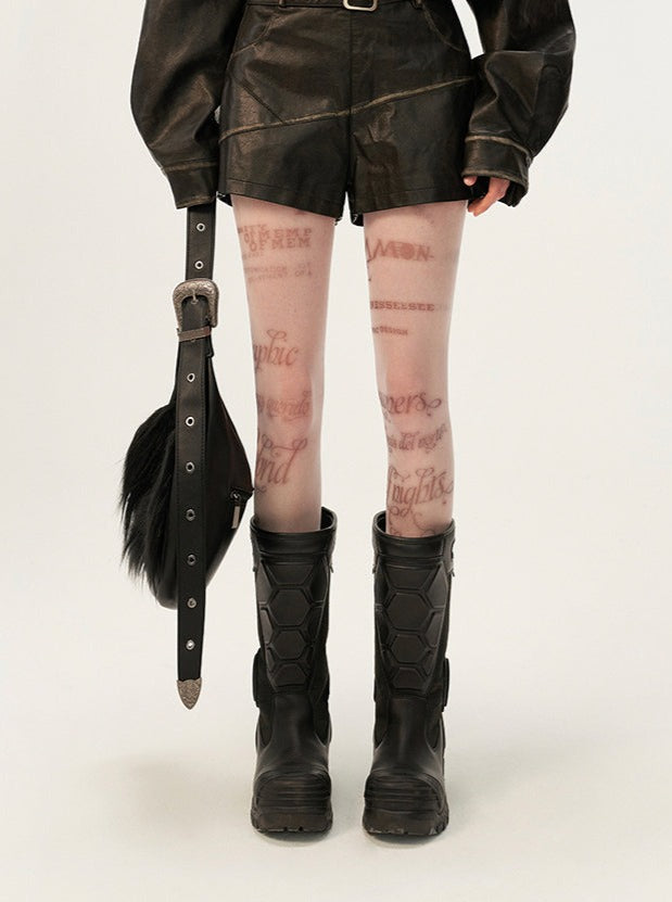 distressed spray painted zipper short jacket