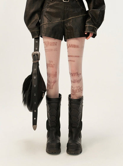 distressed spray painted zipper short jacket