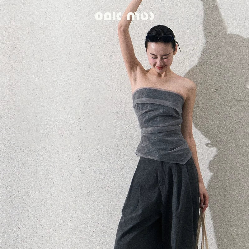 Casual Slim Jacket & Wide Lace Pants Set-Up