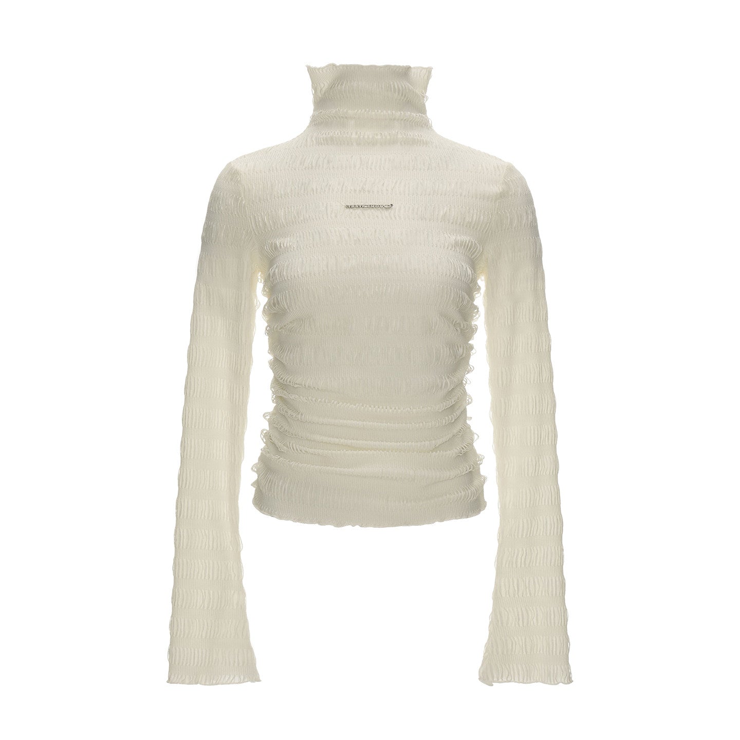 High Neck Knitted Striped Slimming Shirt
