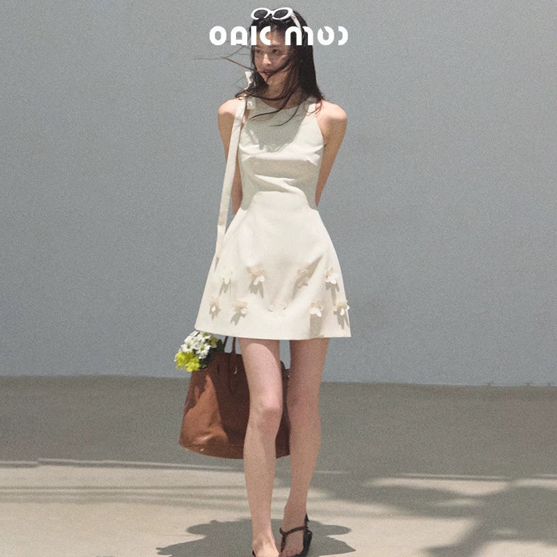 Summer Stars Floral Ribbon Racer Dress