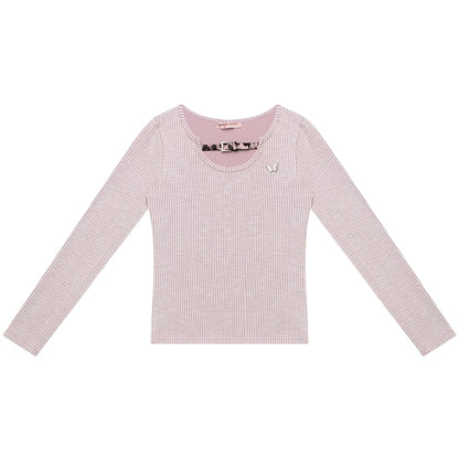 Design Leopard Print Long Sleeve Knit Shirt