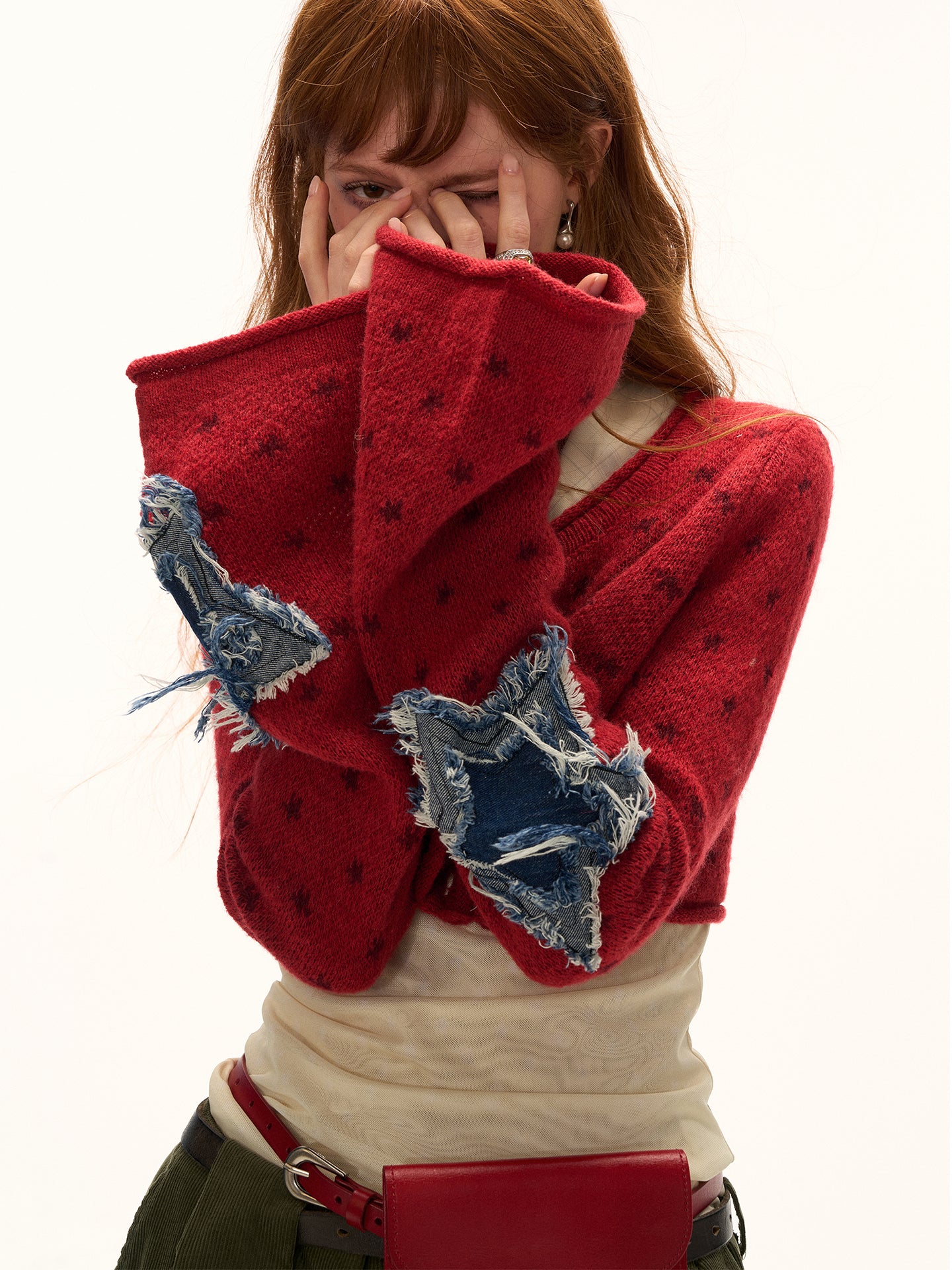 Star Applique Short Knit Cardigan