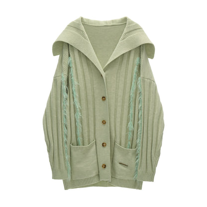 Lapel Knitted Loose Sweater Jacket