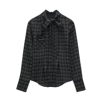 Plaid Lace-Up Blouse Set-Up