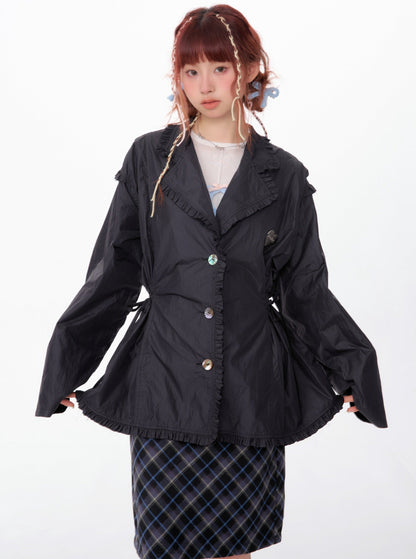Loose Drawstring Retro Jacket