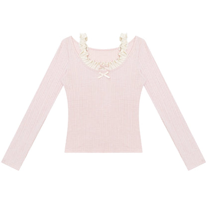 Fake Two Bow Halterneck Top