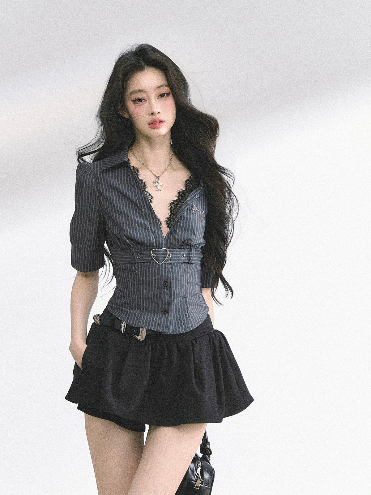 French V-Neck Lace Top