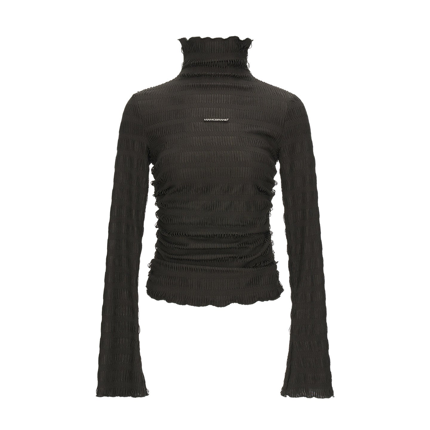 High Neck Knitted Striped Slimming Shirt