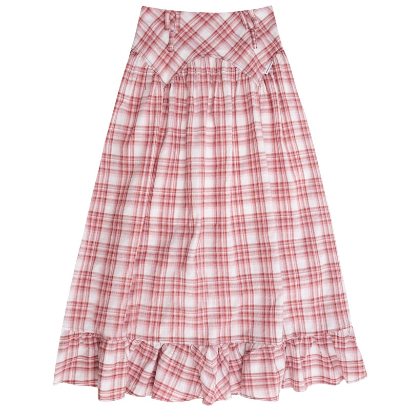 American Retro Red Plaid Skirt