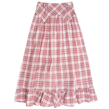 American Retro Red Plaid Skirt