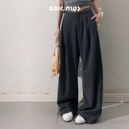 Casual Slim Jacket & Wide Lace Pants Set-Up