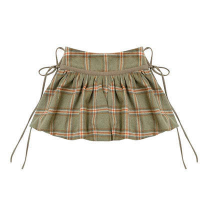 Green Plaid Woolen Skirt