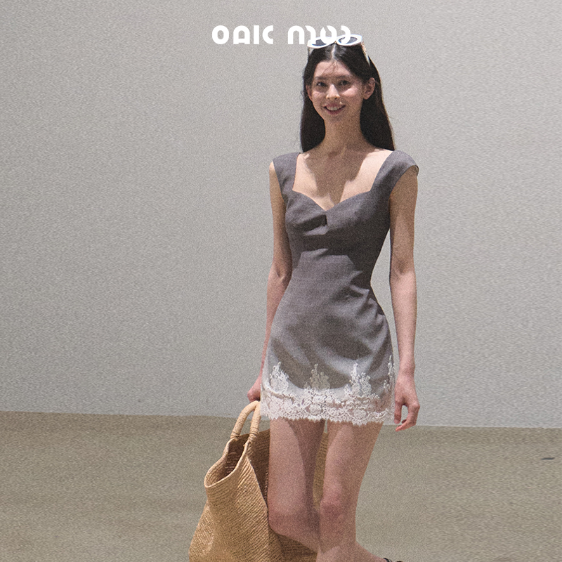 Nightfall Gingham Lace Mini Dress