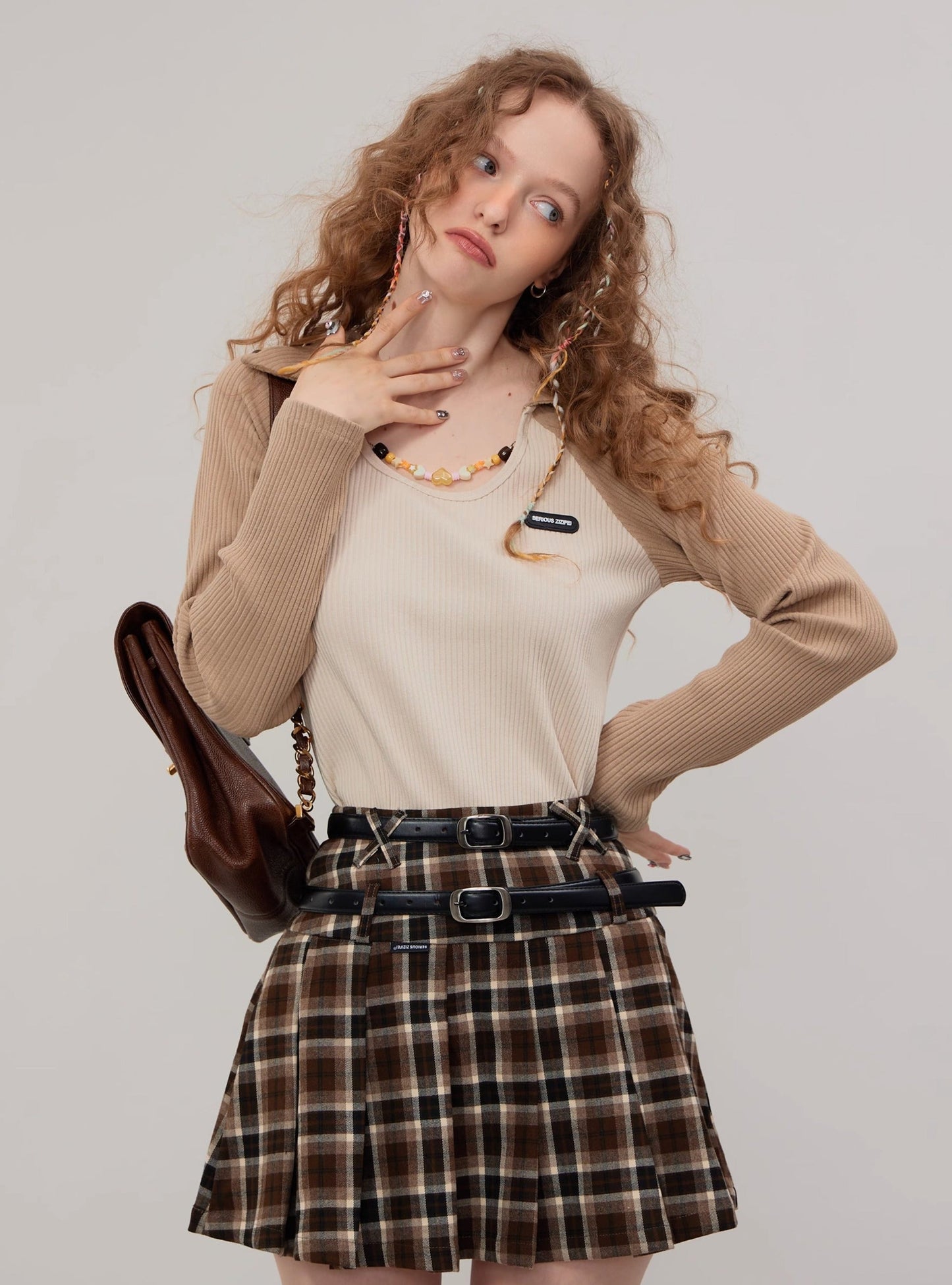 American vintage polo U neck long sleeve T-shirt