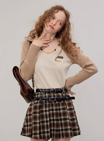 American vintage polo U neck long sleeve T-shirt