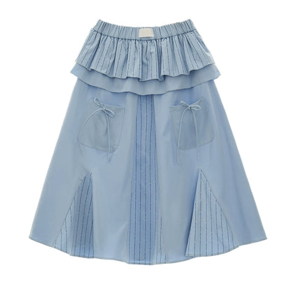 Temperament Khaki Blue Fashion Skirt