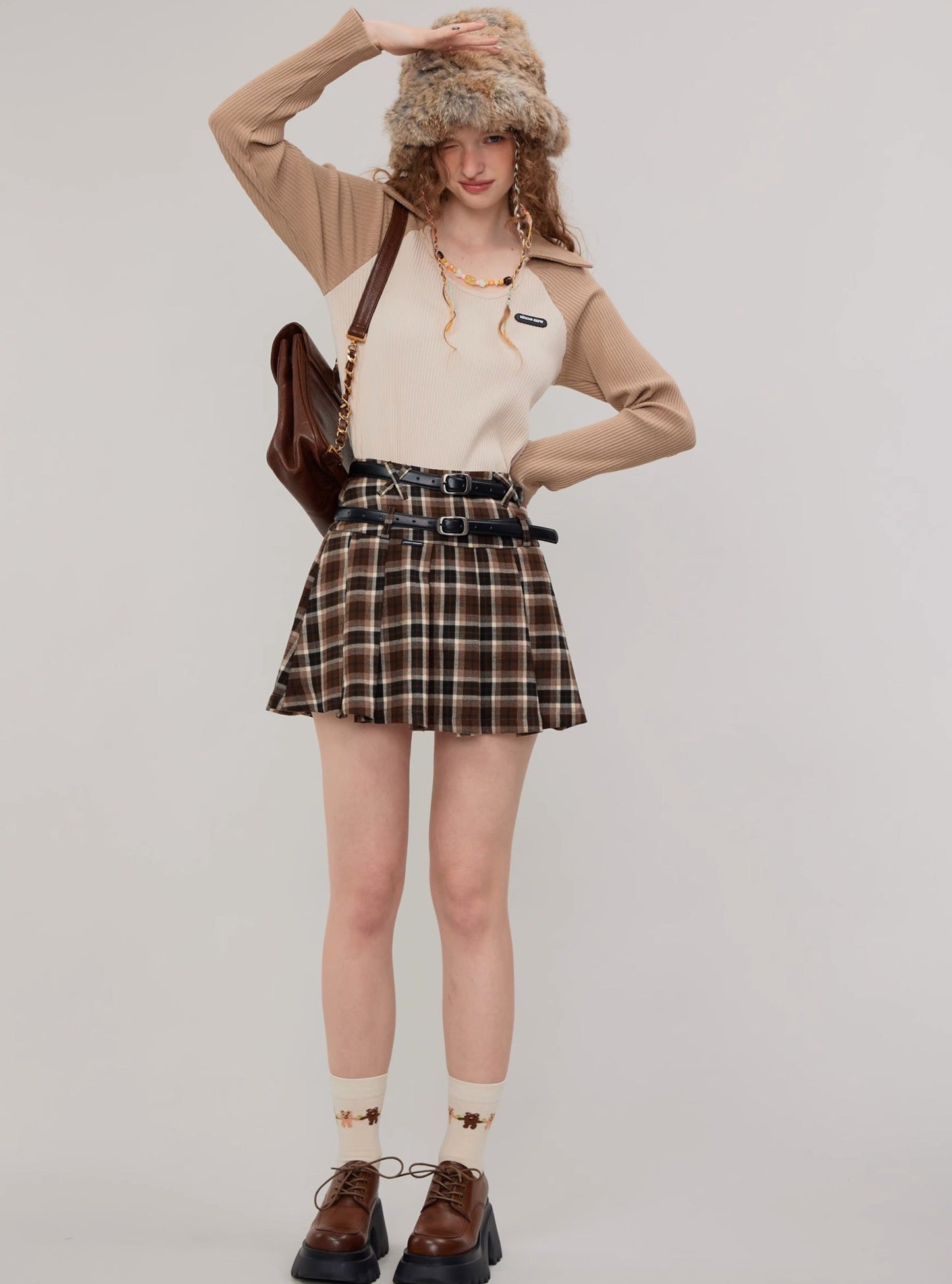 American vintage polo U neck long sleeve T-shirt