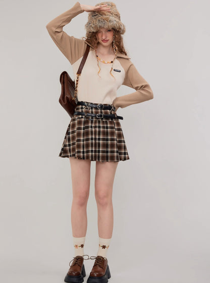 American vintage polo U neck long sleeve T-shirt