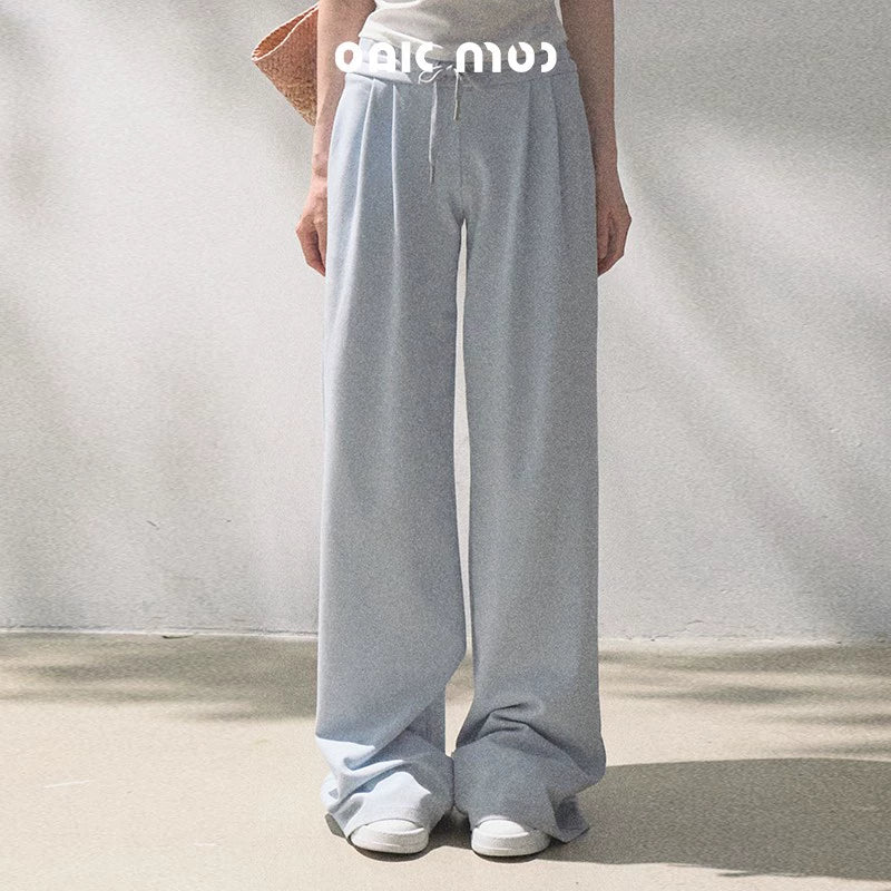 Lace-Up Top &amp; Wide Leg Pants Set-Up