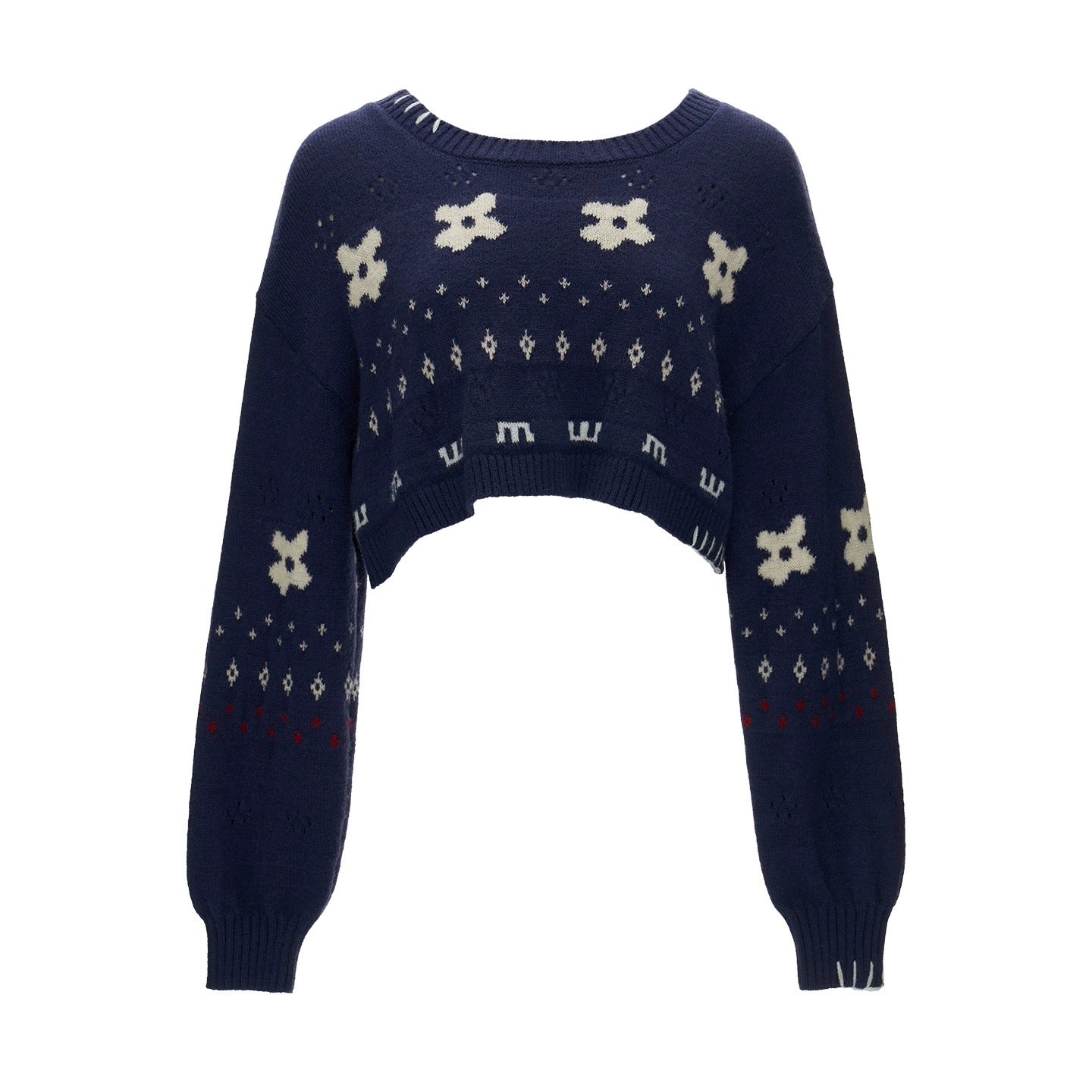 星形提花毛衣上衣套装