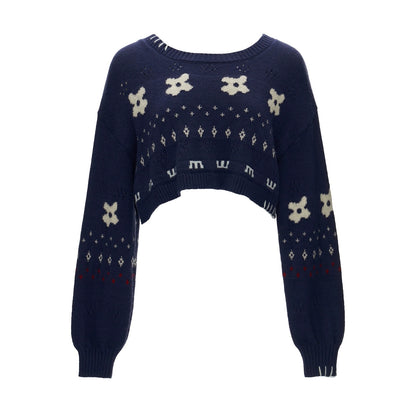 星形提花毛衣上衣套装