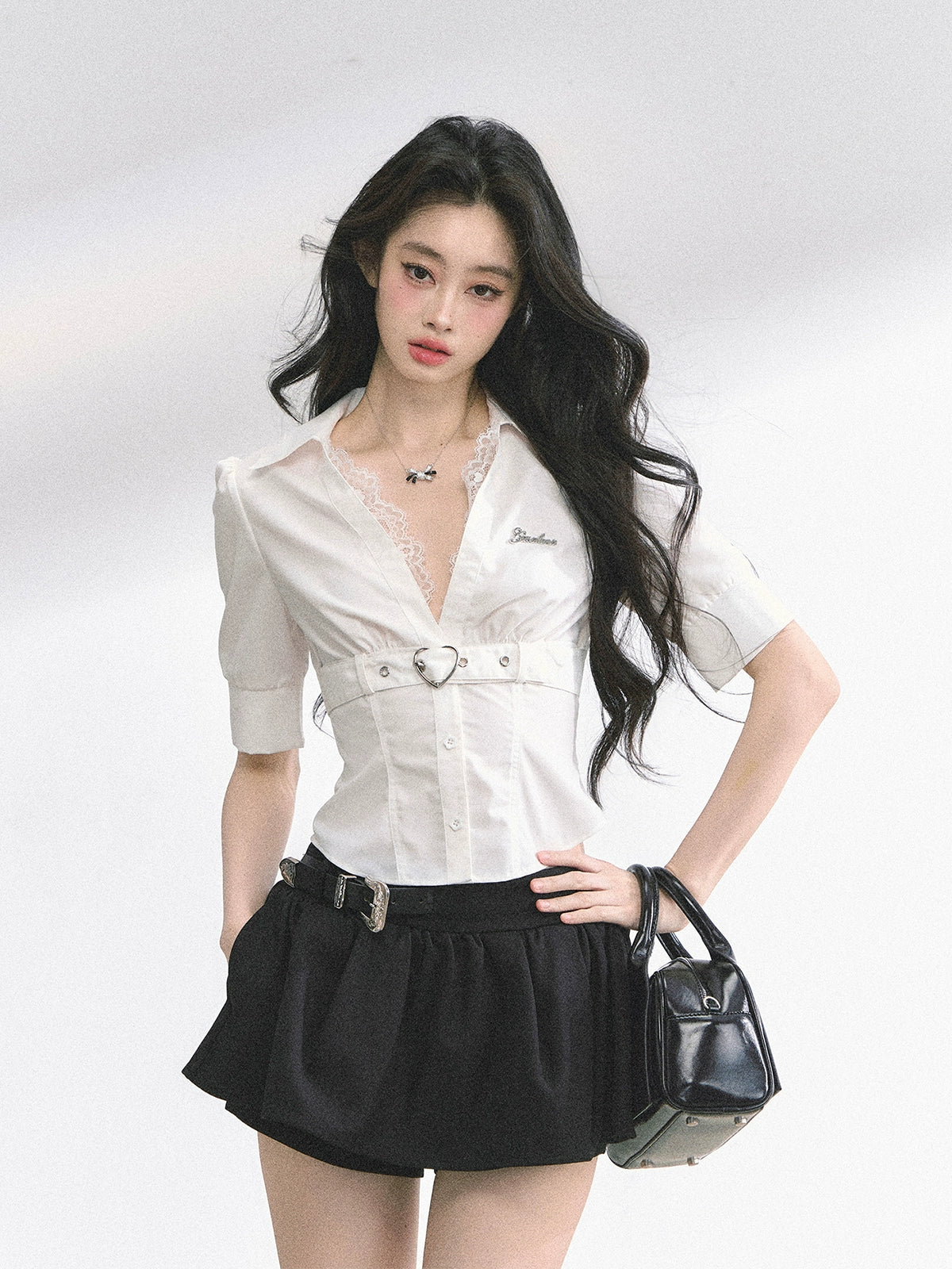 French V-Neck Lace Top