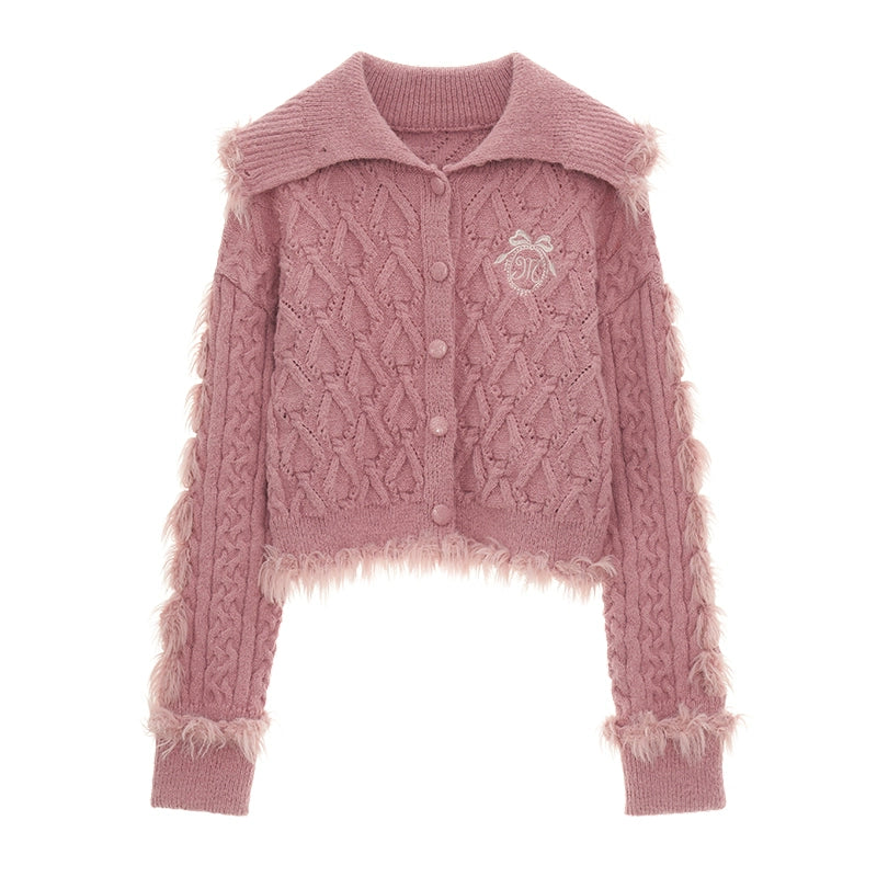 High Neck Wool Sweater Cardigan