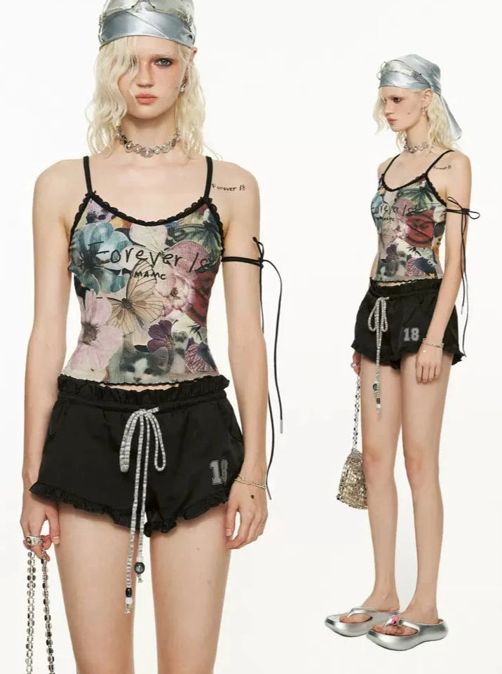 Ruffle Strappy Shorts Pants