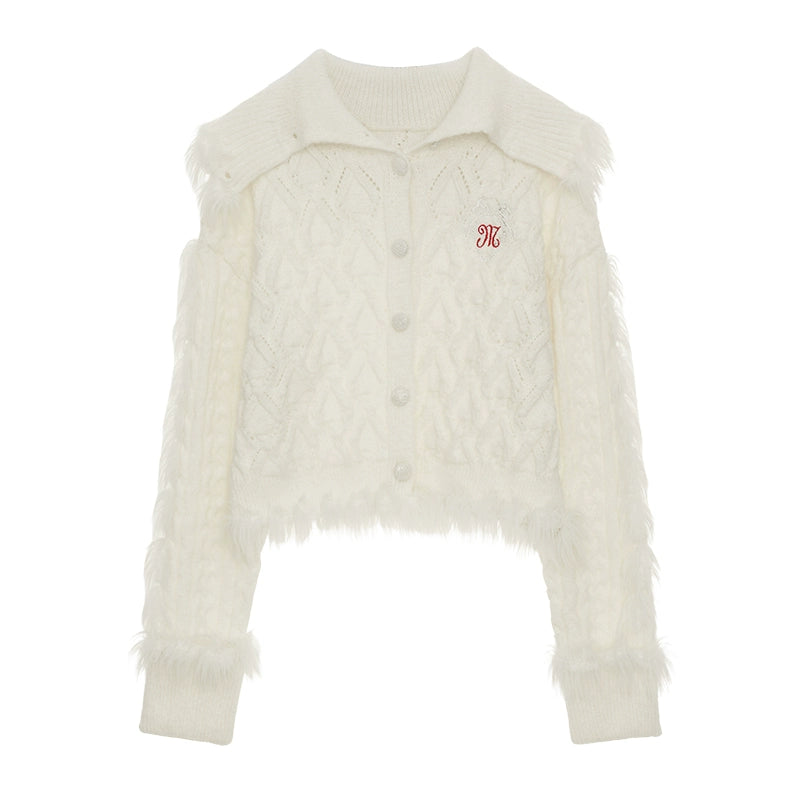 High Neck Wool Sweater Cardigan