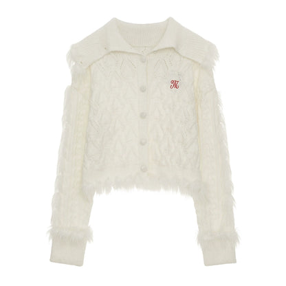 High Neck Wool Sweater Cardigan