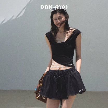 Embroidered Puffy A-Line Skirt