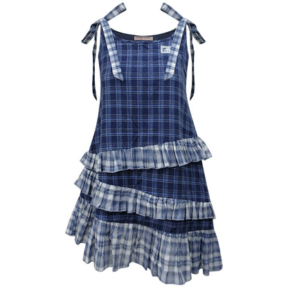 Blue Plaid Halter Dress