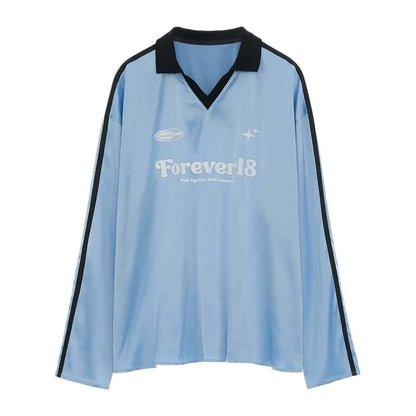 Loose Striped Polo Jersey T-Shirt