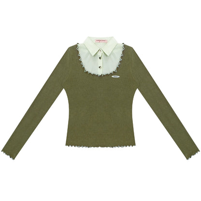 Polo Collar Long Sleeve T-Shirt