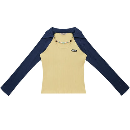 American vintage polo U neck long sleeve T-shirt