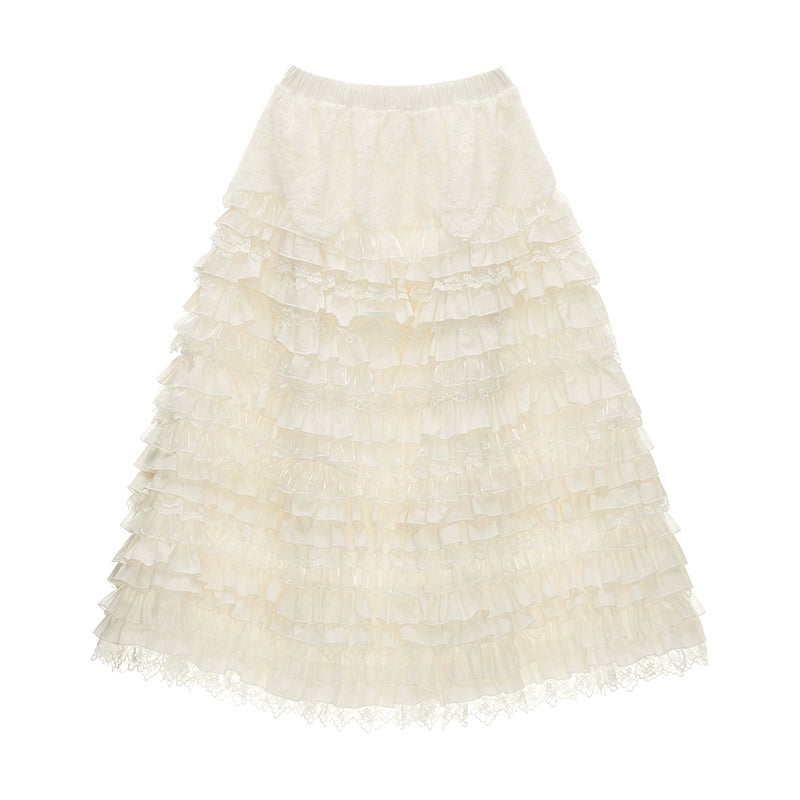 Cake Lace Long Midi Skirt