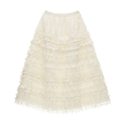 Cake Lace Long Midi Skirt