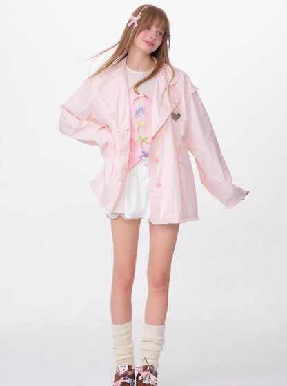 Loose Drawstring Retro Jacket