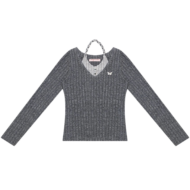 Autumn Slim Halterneck Knit Top