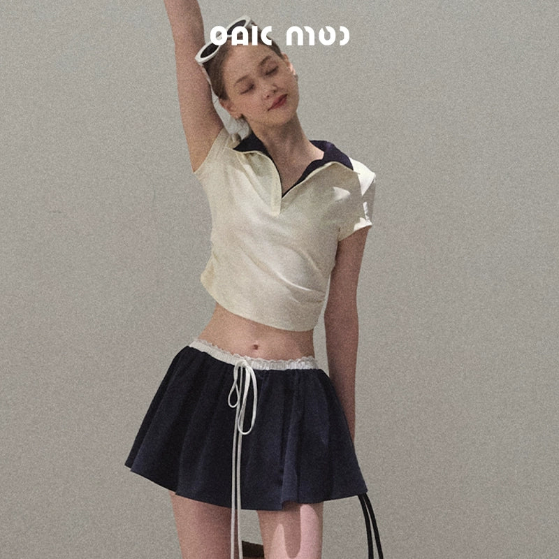 Vintage Lace Poncho Polo Skirt Set-Up